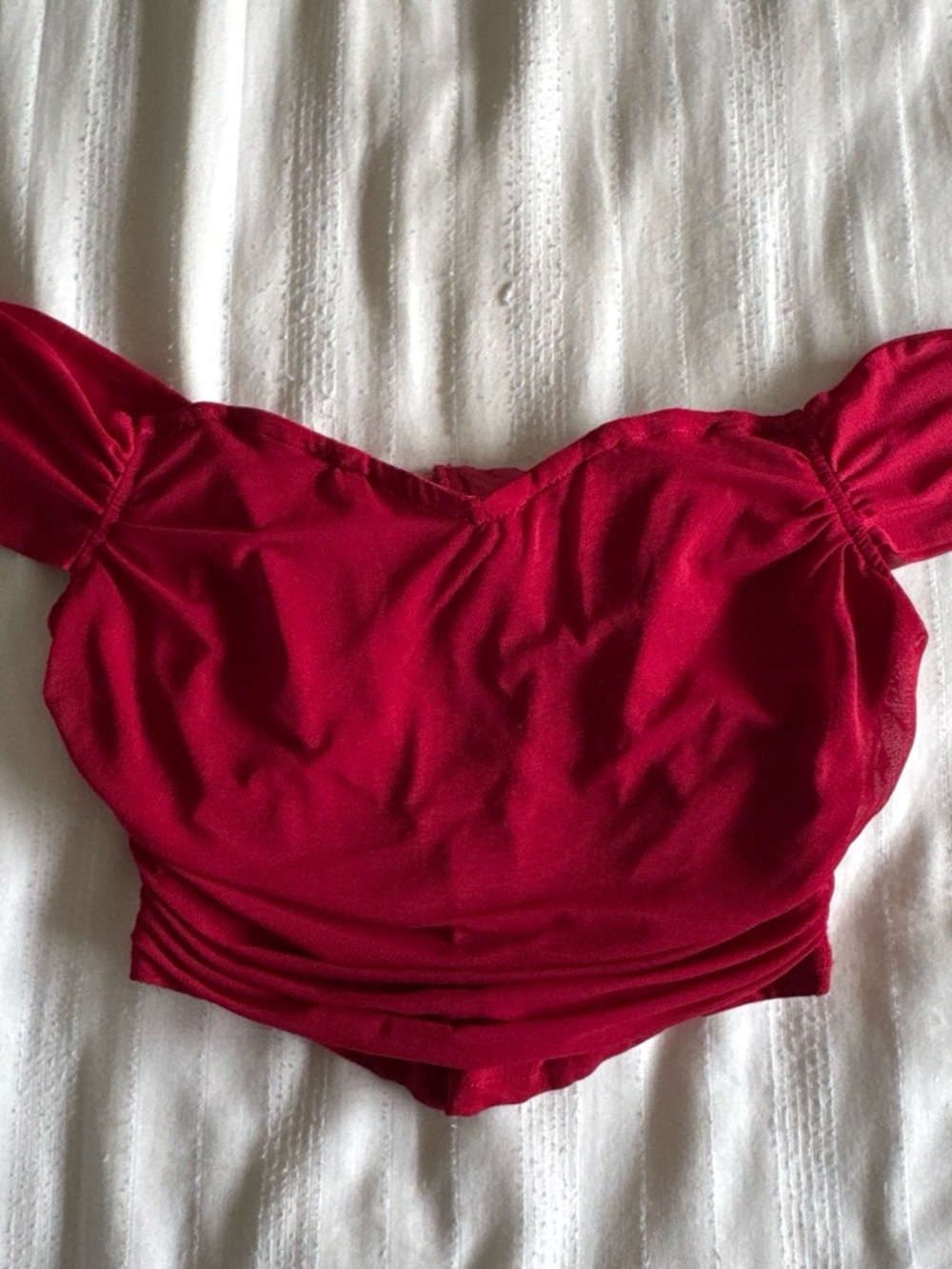 Timing Off-Shoulder Red Crop Top